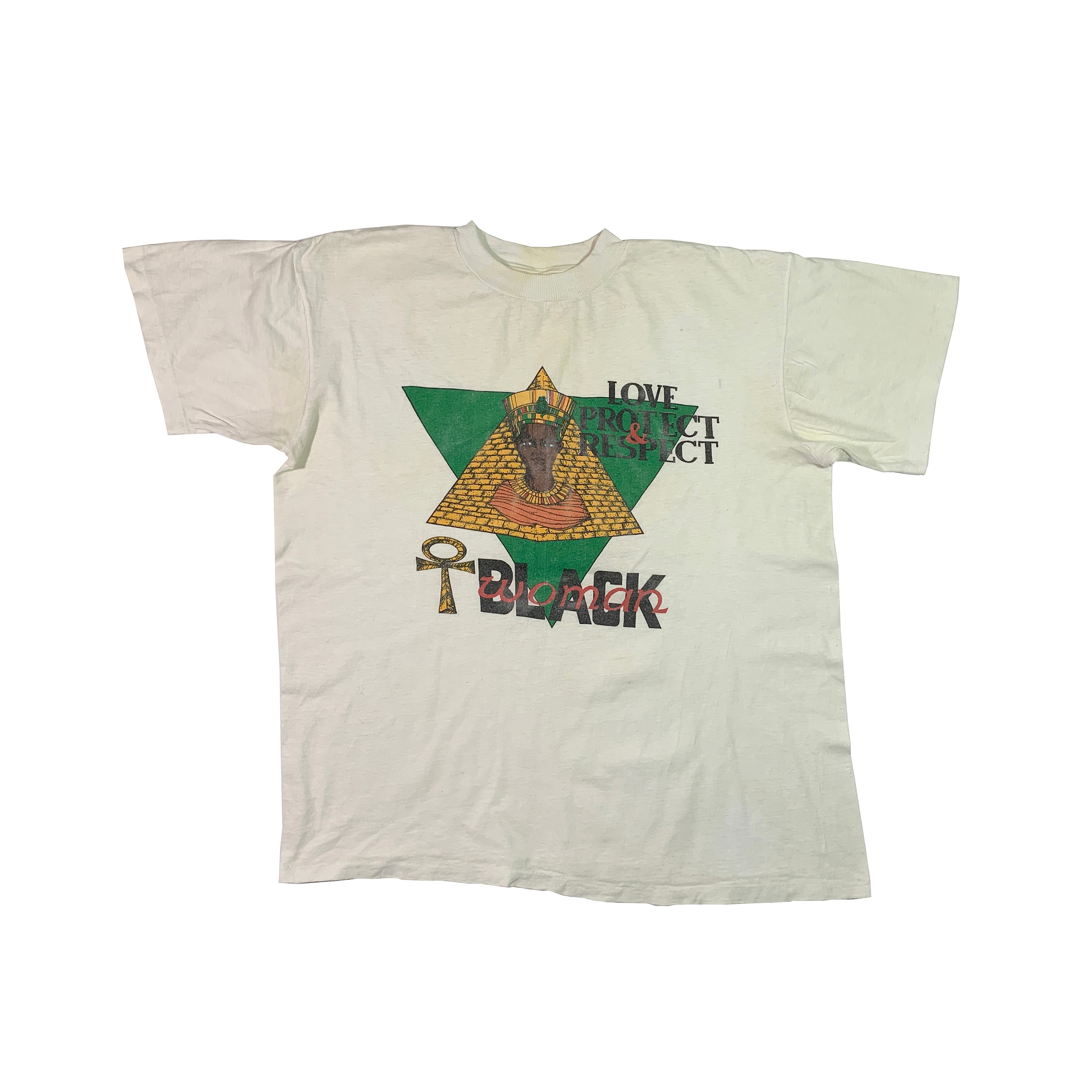 Vintage Black Woman T-shirt Love Protect Respect Rare Nefertiti 