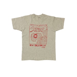 Vintage 1992 Hurricane Andrew T-shirt Survivor New Orleans LA Retro Souvenir Single Stitch Spell Out Melange Heather Grey Size M