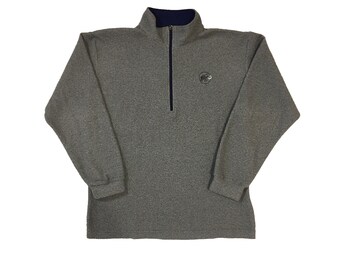 Vintage Mammut Fleece Jersey raro al aire libre cuarto cremallera cuello alto sudadera retro bolsillo logotipo suizo hecho jersey gris chaqueta mediana