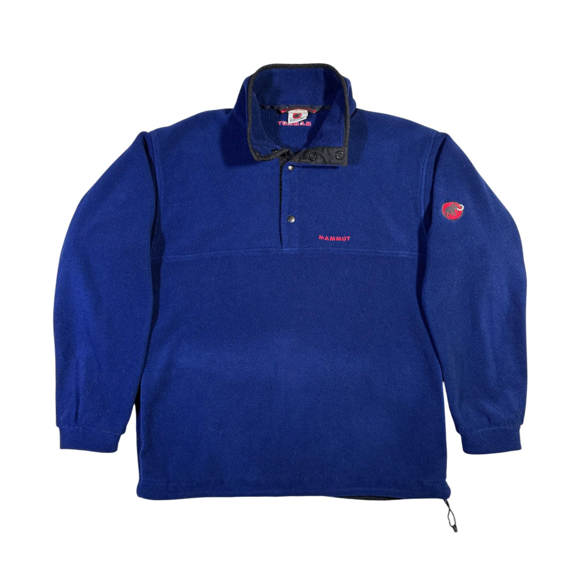 Mammut, Vintage 90s Mammut Polartec Fleece Pullover Retro Outdoor Gorpcore Quarter Snap Blue Sweatshirt L