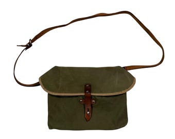 vintage Sac militaire suisse Petit sac à bandoulière olive en toile de l'armée suisse authentique