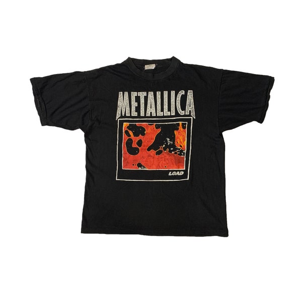 Vintage 1996 Metallica Load Tour T-shirt Rare Thrash Heavy Metal Hard Rock Band Album Cover Merchandise Single Stitch Faded Black Tee XL