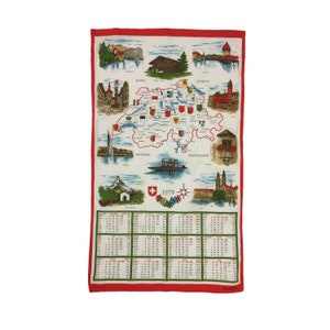 Puede incluir: Una toalla de cocina vintage con un mapa de Suiza con los cantones y los escudos de armas. La toalla tambi&eacute;n incluye un calendario para el a&ntilde;o 1979 y el texto "Suiza" en varios idiomas.