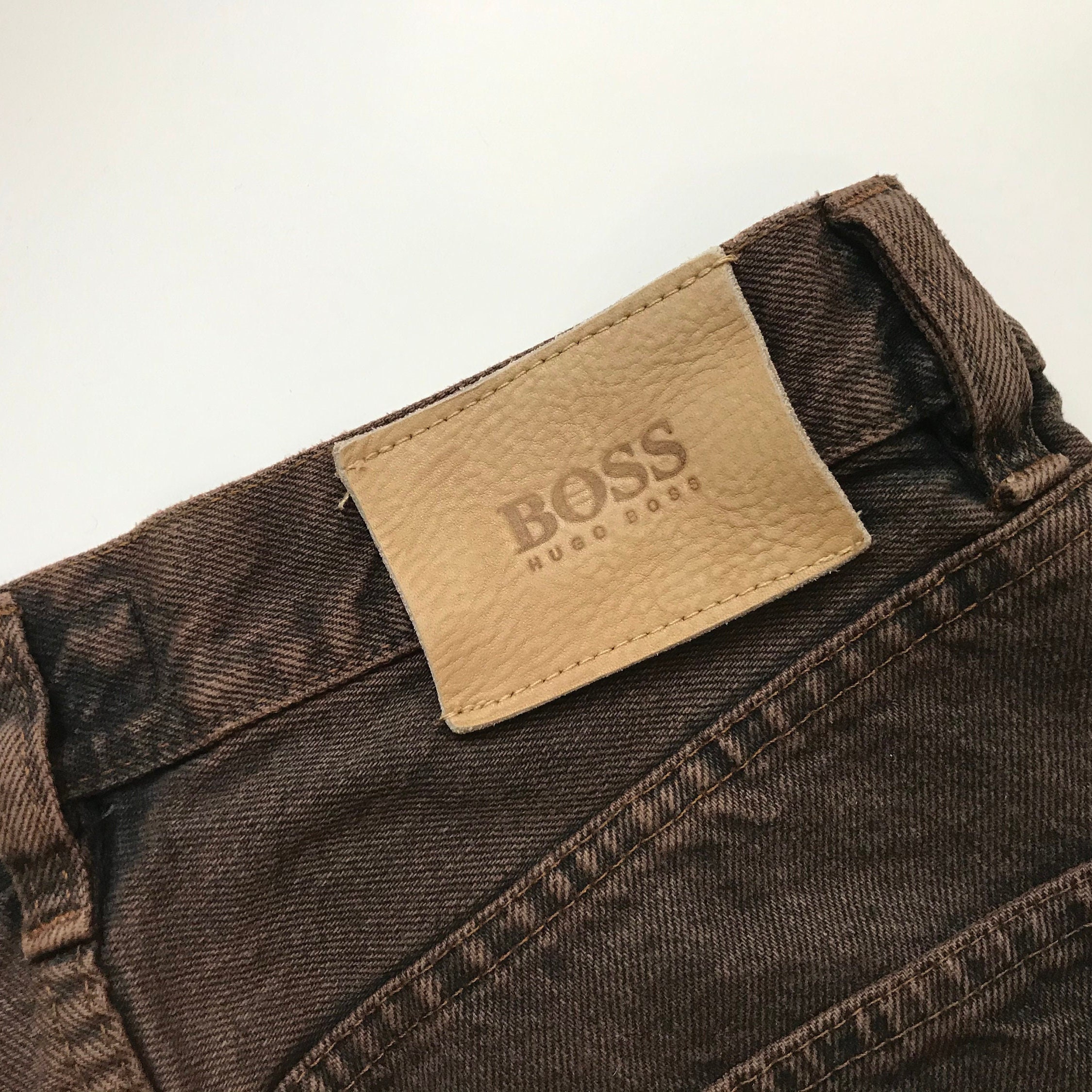 【90s～】BOSS HUGO BOSS ブラウンデニム ワイドパンツ 38 Vintage 90s Hugo Boss Jeans Pants Authentic Retro Washed Denim