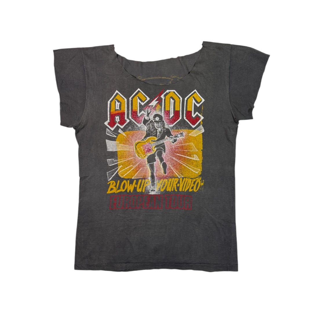 Vintage 1988 Distressed Cut-off AC/DC Blow up Your Video Tour T-shirt ...