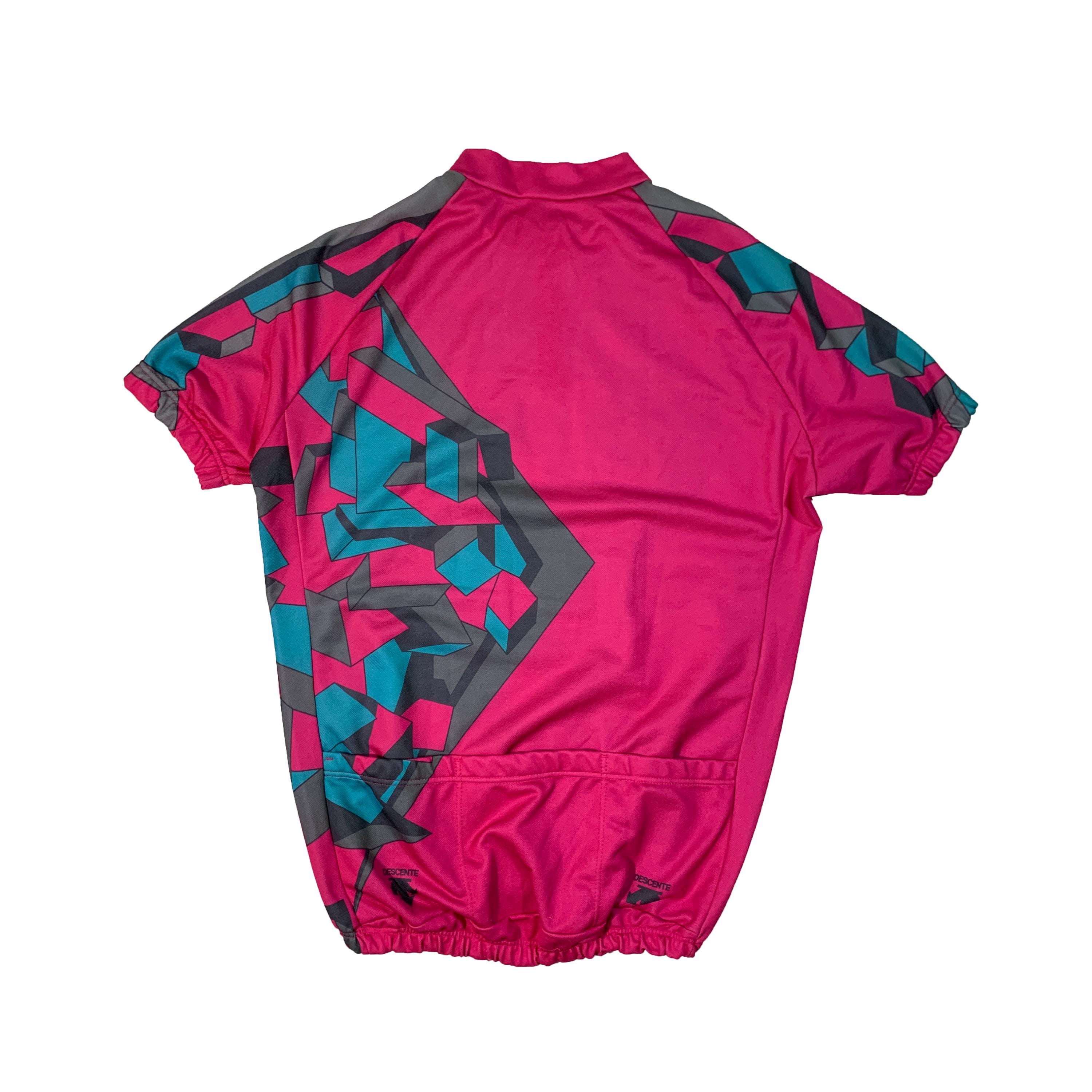 Vintage 90s Descente Cycling Jersey Retro Abstract Geometric