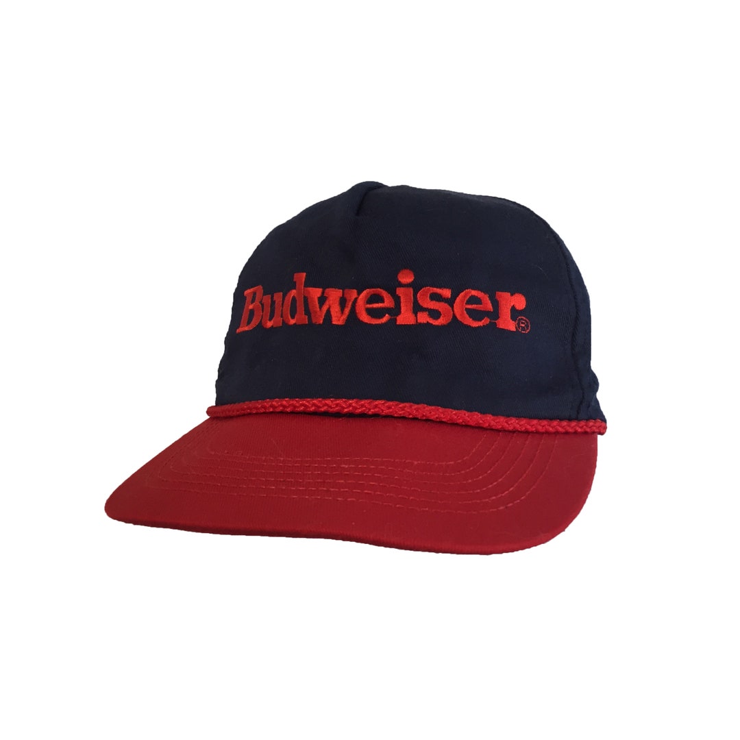 Budweiser ヴィンテージキャップ 赤 80s 90s バドワイザー ビール 企業 紐 スナップバック キャップ