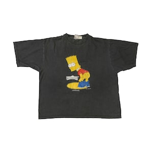 Camiseta vintage de Los Simpsons de Bart Simpson del año 2000, auténtica película animada, serie de dibujos animados retro, camiseta gris descolorida, talla M