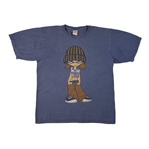 Vintage Ciudad Campus T-shirt Y2k Hip-Hop Rap Character Skateboarding Blue Tee M