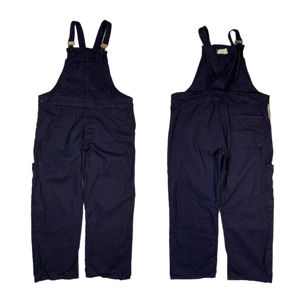 Vintage 1960s Harpoon Bib Overalls Dungarees Sanforized Retro British Work Chore Workwear Suit Indigo Blue Pants Size M 42/107