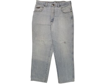 Vintage 90s Wrangler Distressed Jeans Ripped Stonewashed Blue Denim Trousers 34