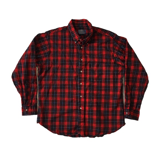Vintage 60's Pendleton Wool Button Down Shirt Fla… - image 1