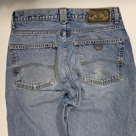 Vintage 90s Armani Jeans Retro Washed High Waiste… - image 2
