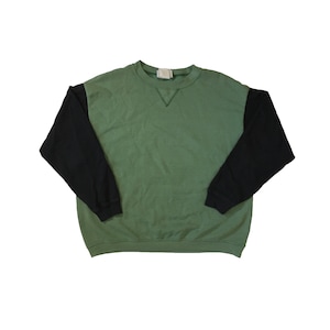 Vintage 90er Jahre Lee Sweatshirt Basic Streetwear Casual Spell Out Workwear 50/50 Blank Crewneck Grün & Schwarz Oversized Pullover