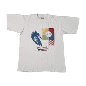 Camiseta vintage del Tour de Francia de 1994, ciclismo de carrera, bicicleta, costura simple, blanca, talla M