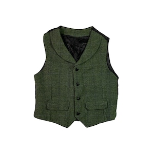 Vintage Harris Tweed Vest Rare Handwoven Retro Herringbone Casual Country Green Waistcoat Classic Formal Suit