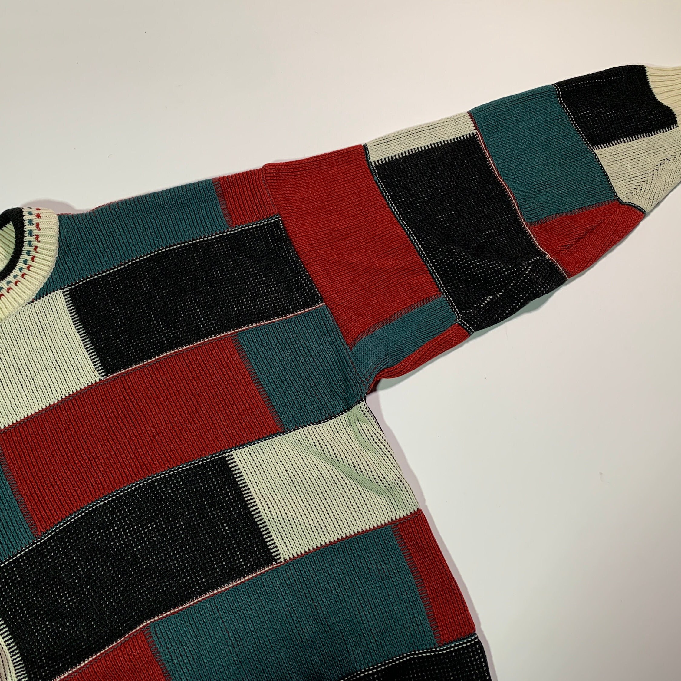 Geometric Color Block Contrast Sweater