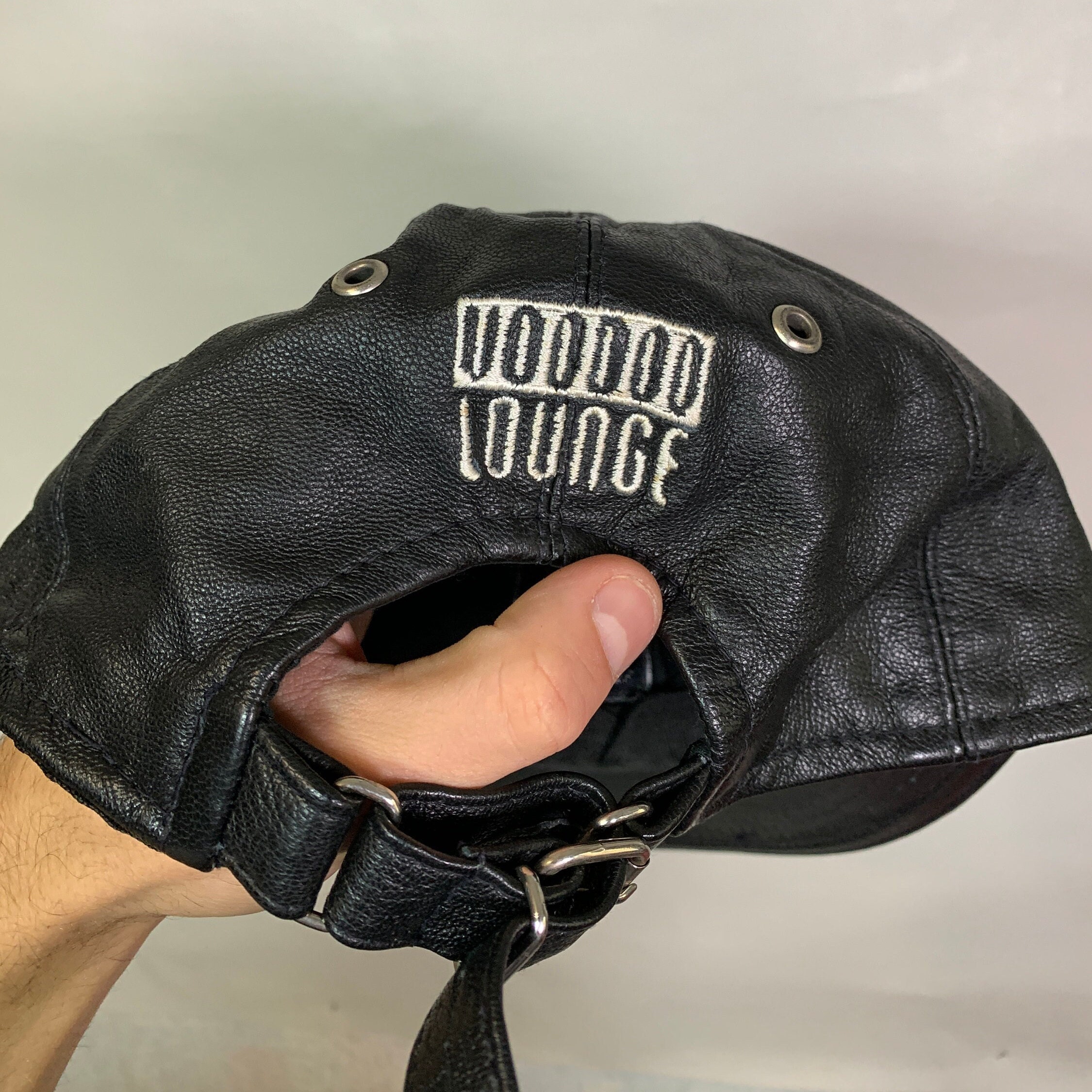 Vintage 90s Rare Stamp Voodoo Lounge Leather Cap Authentic
