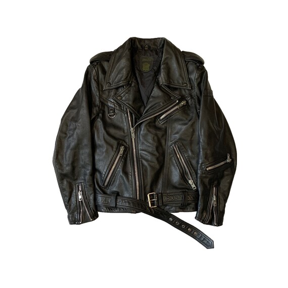 Vintage 90s Polo Leather Jacket Rare Bike Retro Biker… - Gem
