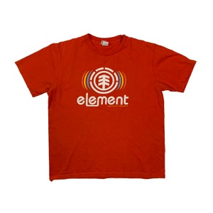 Vintage Element Skateboards T-Shirt Big Logo Retro Skateboarding Brand Company Apparel Old School Streetwear Rot T-Shirt Größe L