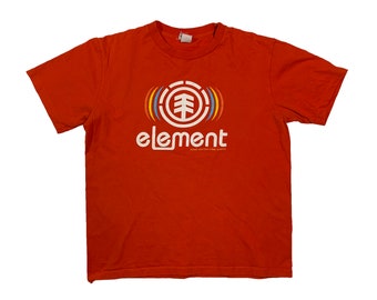 Vintage Element Skateboards T-shirt Big Logo Retro Skateboarding Brand Company Apparel Old School Streetwear Red Tee Size L