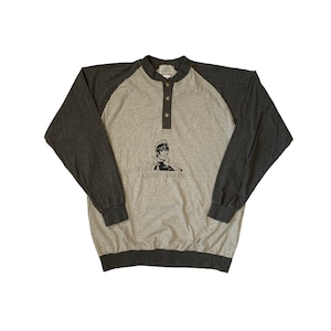 Vintage 90er Jahre Corto Maltese Longsleeve Raglan T-Shirt Authentisch Rare Comics Film Film Cartoon Anime Melange Heather Grau Langarm-T-Shirt