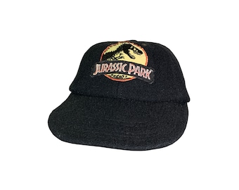 Casquette Jurassic Park vintage des années 90 par Gap Wool Film rétro Science-fiction rétro Film de science-fiction Promo marchandise chapeau noir strapback papa taille unique