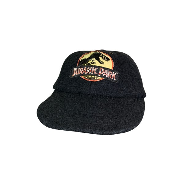 Casquette Jurassic Park vintage des années 90 par Gap Wool Film rétro Science-fiction rétro Film de science-fiction Promo marchandise chapeau noir strapback papa taille unique