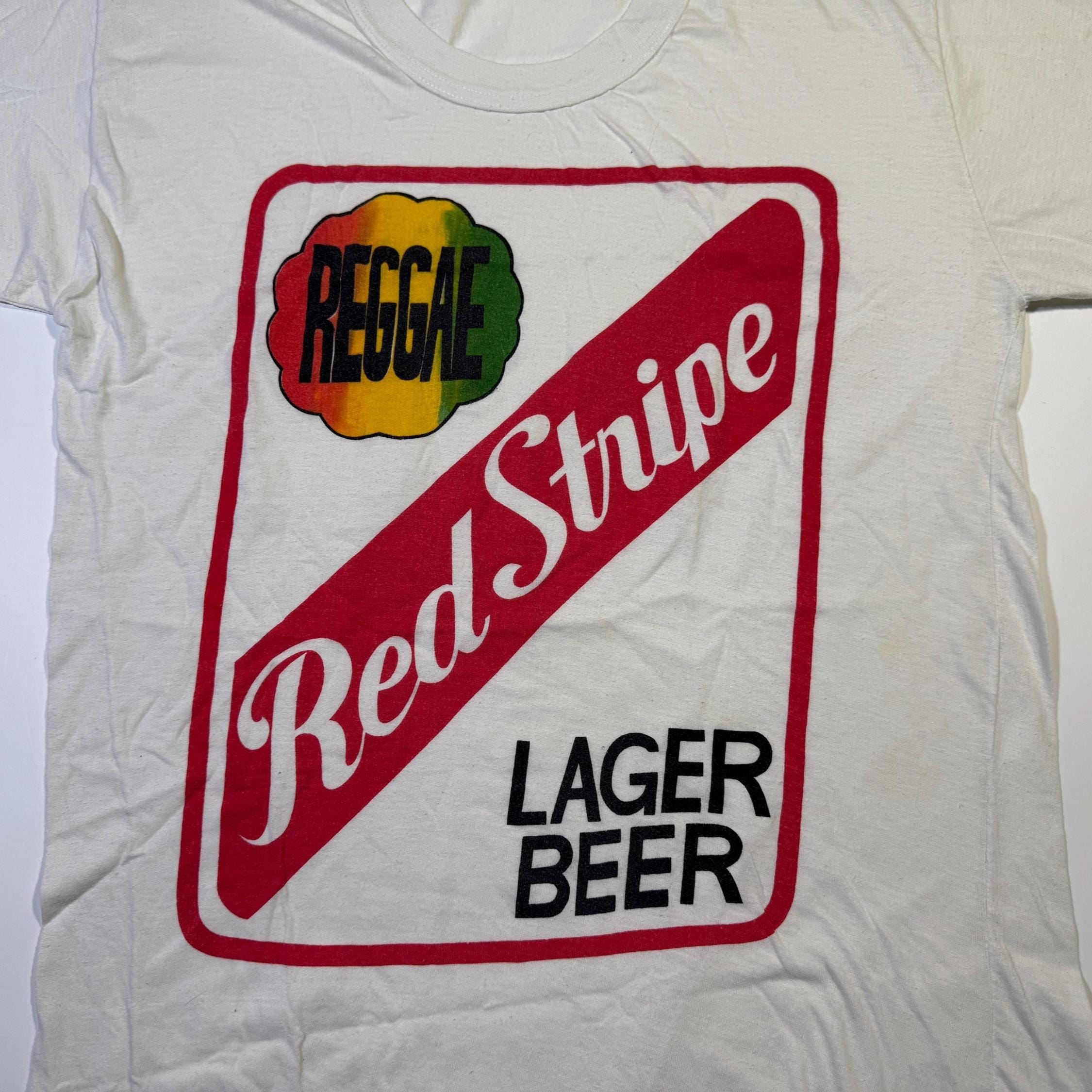 90年代ヴィンテージのレッドストライプTシャツ、本物のレゲエラガー 
