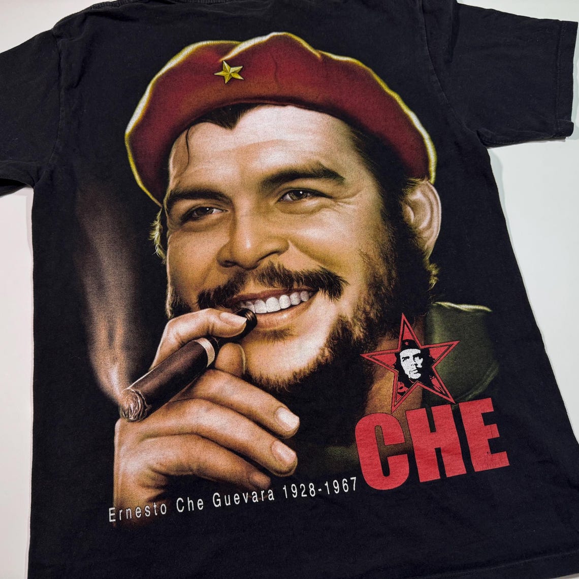 Vintage Ernesto Che Guevara T-shirt Portrait Memorial Big Graphic Black ...