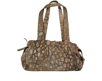 Vintage Cromia Bag Authentic Y2k Retro Fashion Croc Embossed Leather Beige Bag