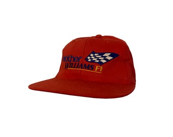 Vintage 90s Brother Williams F1 Cap Retro Old School Racing Team Embroidered Logo Spell Out Red Trucker Snapback Dad Hat One Size