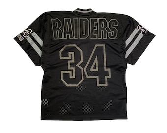 Vintage 90s Raiders #34 Jersey T-shirt by Campri Teamline NFL American Footbal Team Hip-hop Oversized Black Tee Size L