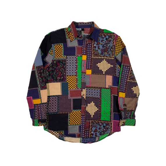 Vintage Abstract Button Down Patchwork Style Pattern All