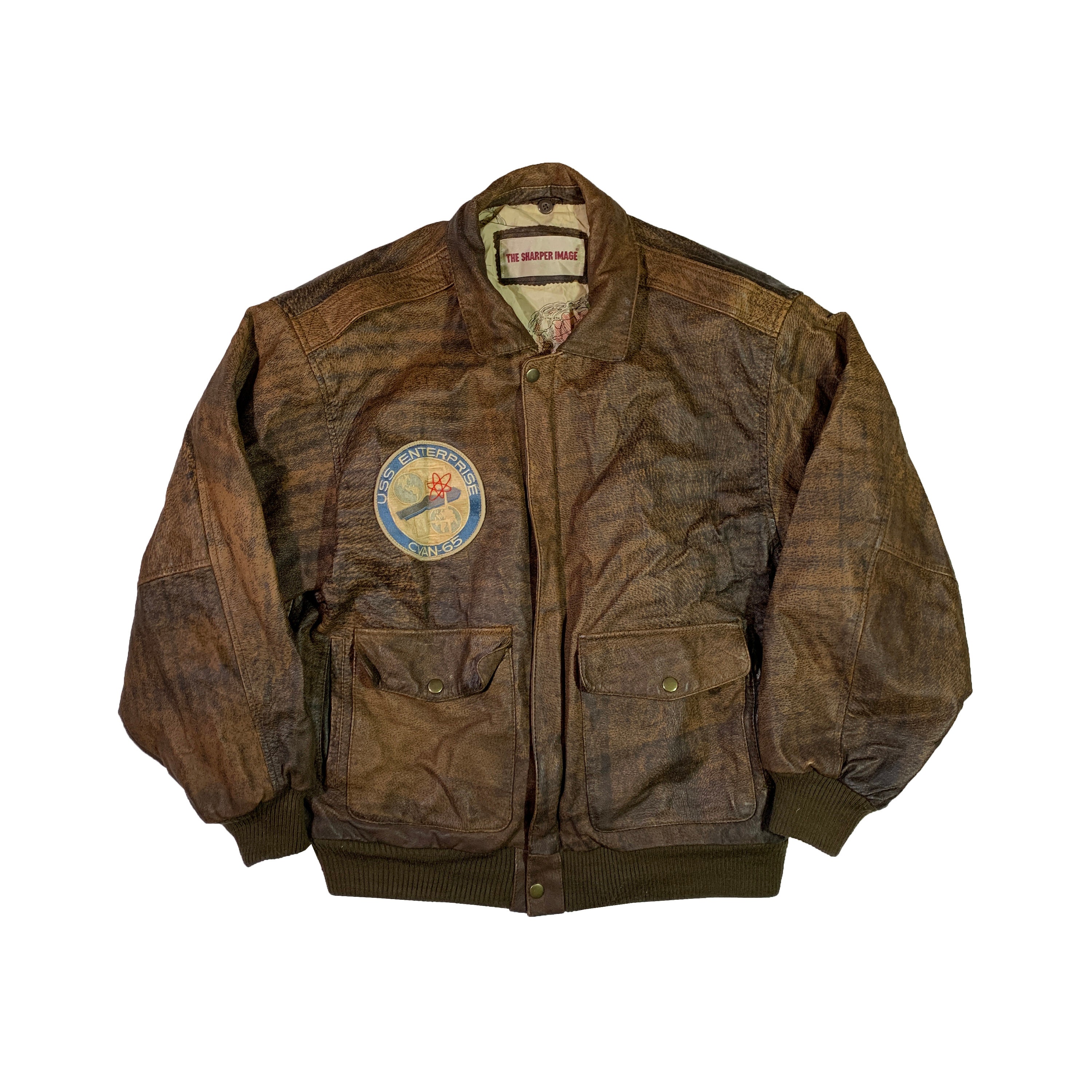 uss2 ジャケット Vintage the Sharper Image A-2 Leather Jacket Retro Aviator Flight