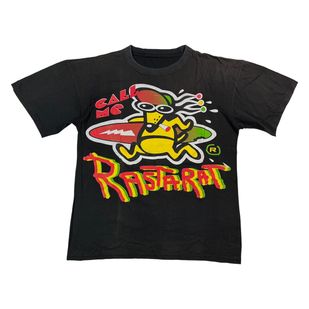 Vintage 90s Rasta Rat T-shirt Authentic Surfing Graphic Sun Faded Black ...
