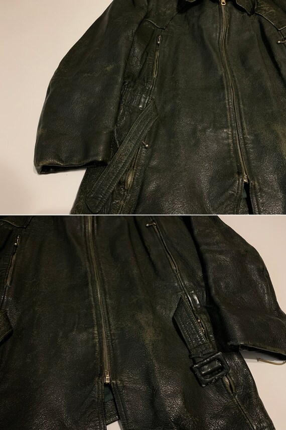 Vintage 80s Leather Jacket Distressed Retro Genui… - image 3
