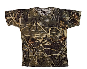 Vintage Real Tree T-shirt Leaf Camouflage Retro Outdoor Hunting Forest Camo All-over Print Oak Tee M