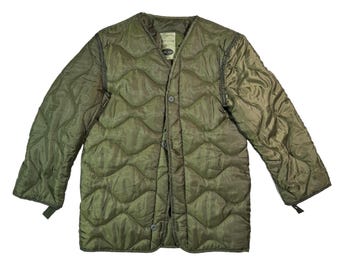 Vintage Olive Green Liner Jacket Military Retro M65 Utility Army
