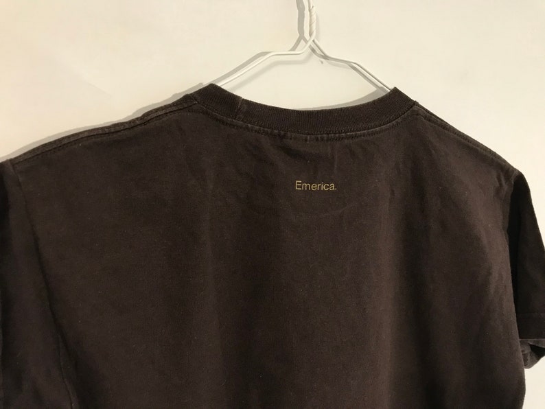 Vintage 90/'s Emerica T-shirt Rare Street Skate Footwear Shoes Wear Brand Skateboards Old School Retro Skatewear Logo Streetwear Brown Tee