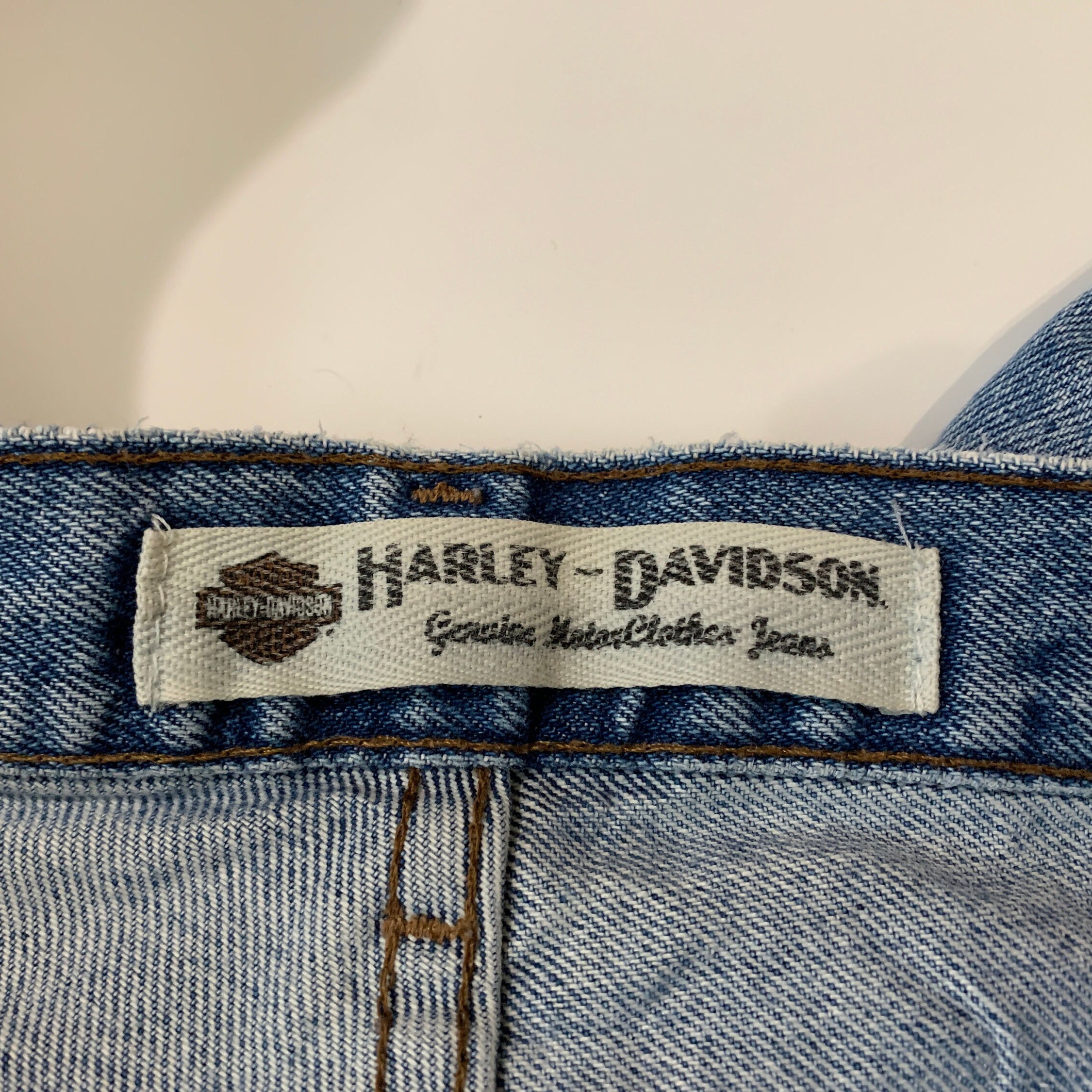 デニム/ジーンズ 90s Harley Davidson half denim pants Vintage 90s Harley Davidson Jeans Motorcycles Biker Mid Rise
