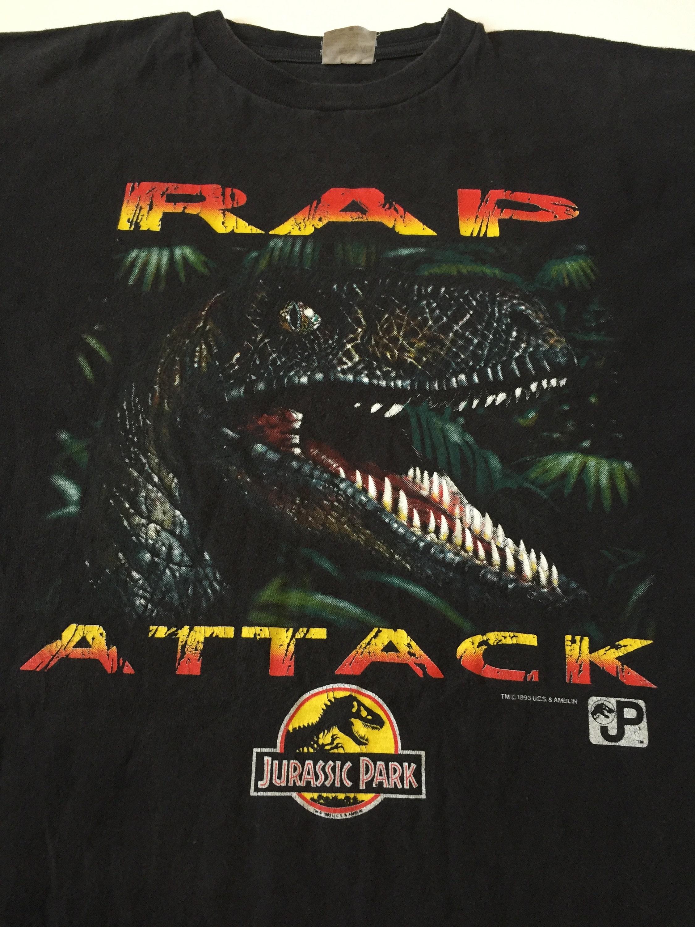 Vintage Jurassic Park T Shirt 1993 Hanes Size Youth Large Single Stitch