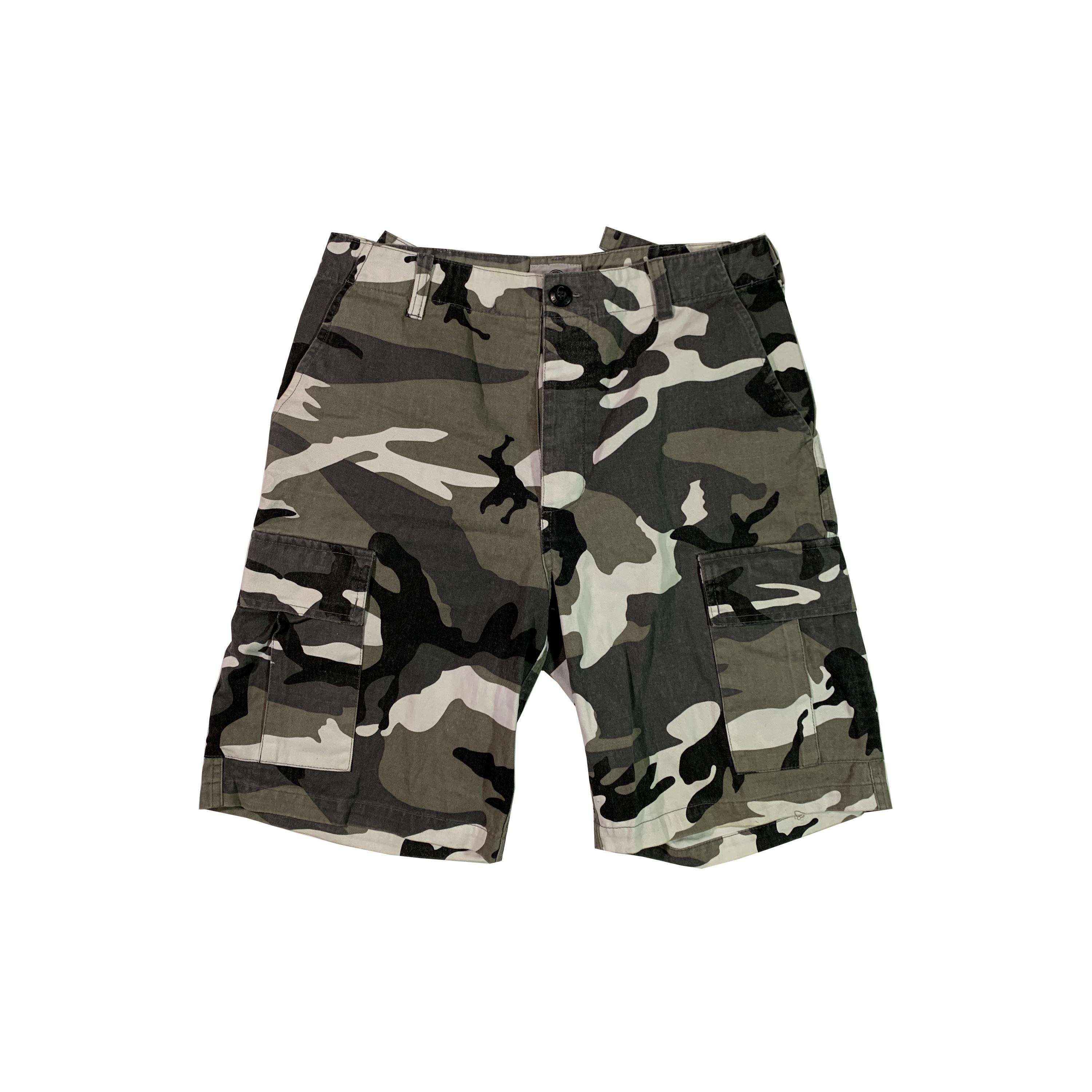 【KOOLOSET】Military Vintage Camo Bermuda Denim Vintage Arctic Camo Cargo Shorts Camouflage Pattern Issue