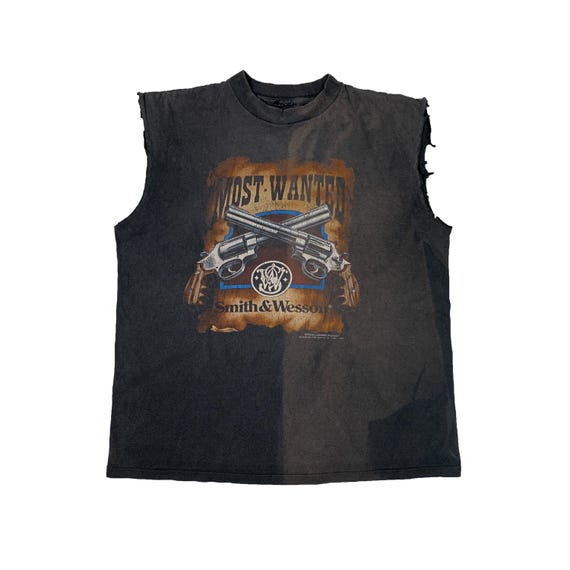 Vintage 1992 Smith & Wesson Cut-off T-shirt by 3D Emblem Rare Most 