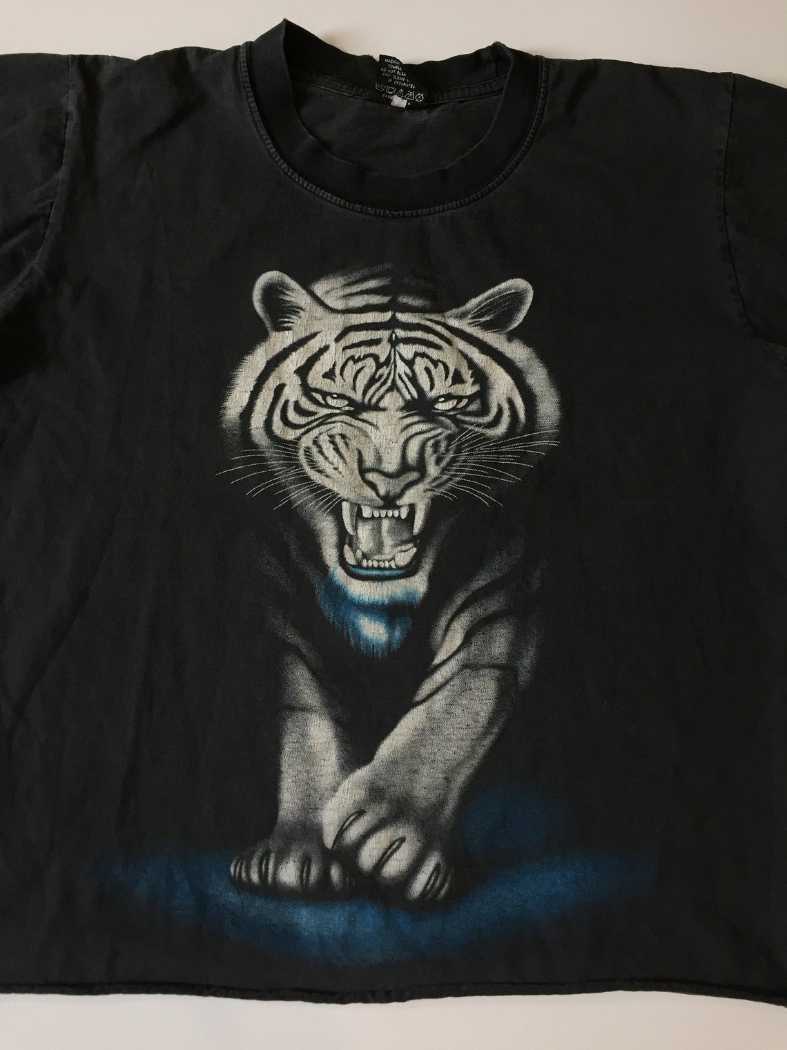 Vintage Tiger T-shirt Cropped Rare Animal Double Sided Graphic - Etsy
