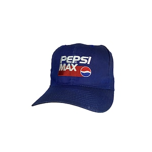 Vintage 90-tals Pepsi Max-keps Autentisk Power Cola Retro Drink Broderad Logotyp Stavning Blå Pappahatt En Storlek