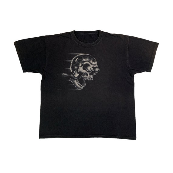 Vintage 2000 Liquid Blue T-shirt Skull Biker Shut up and