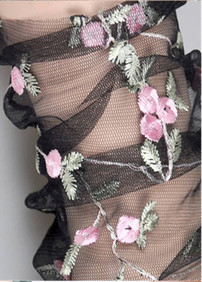 Vintage Retro Tulle Embroidered Sock