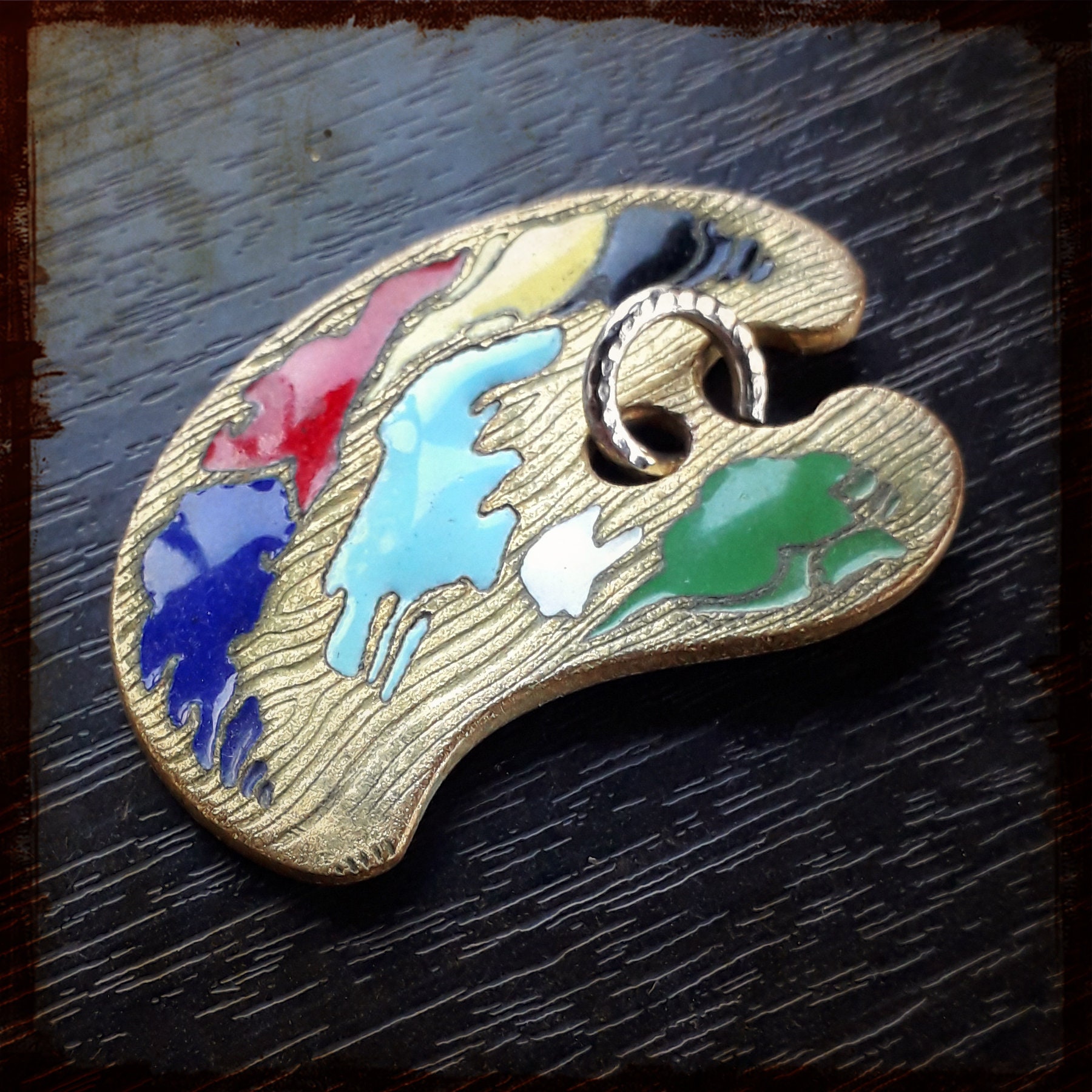 Antique Painting Painter's Palette Enameled Medal From France Vintage