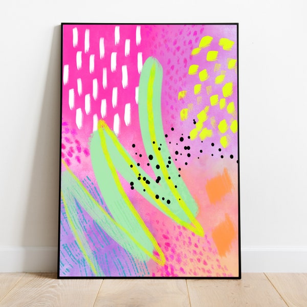 01- Abstract Art Neon Print, Contempoary art, A4 A3 A2 A1